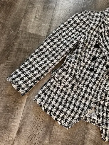 White House | Black Market WHBM® Tweed Houndstooth Buttoned  Studio Blazer Size Small - Image 2