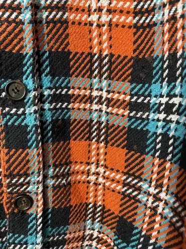 ZARA  Orange Plaid Shacket Thick Flannel Shirt Sz Medium Button Up