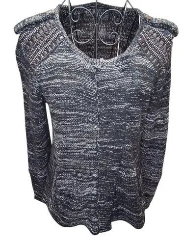 DEX Black White Tweed Knit Suit Blazer with Metal Embellishment Wool Size M