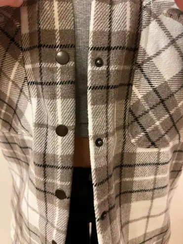 Como vintage Tan/Taupe and White Plaid  Flannel Jacket