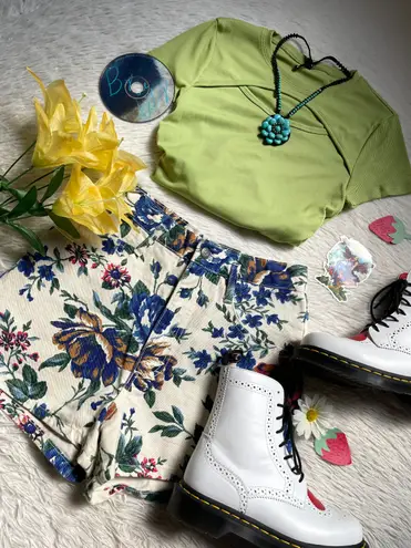 90s Vintage Breaker jeans sportswear floral high waist shorts Multi Size 24