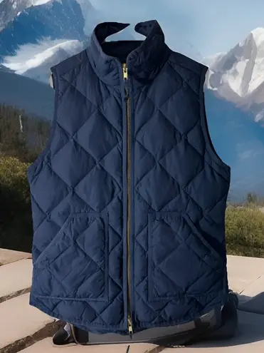 J. Crew Women's Sz XS navy Blue Quilted 60% Down Filled full zip vest Y2K STYLE