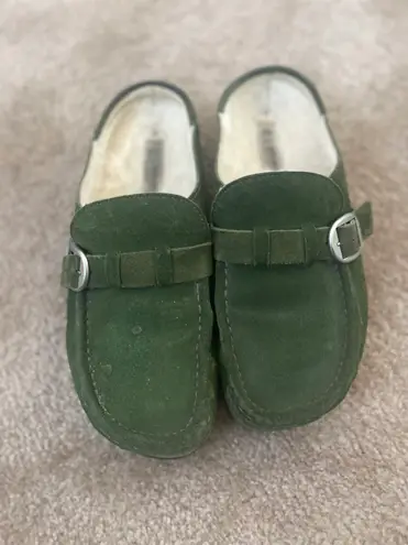 Birkenstock Buckley Sherling Moccasin Clog Suede Leather Green