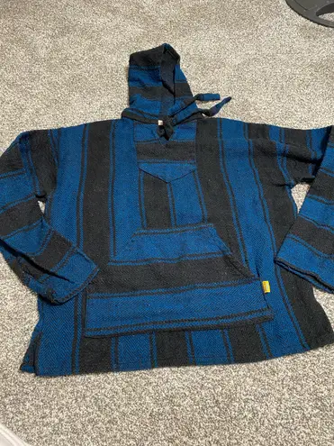 Blue and Black Geometric Pattern Sweatshirt Size L