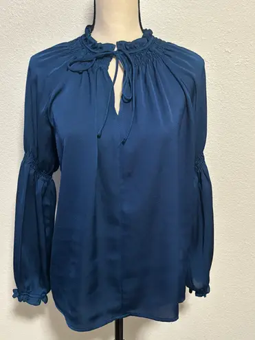 Current Air Dark Teal Modern Romance Tie Front Top