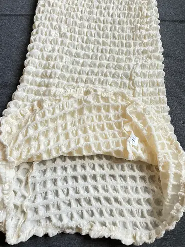 Apricot sleeveless dress women solid color grid texture Bodycon Elegant maxi New White Size XS