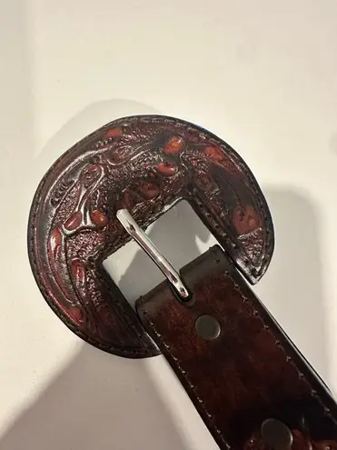 Que Chula Leather Tooled Belt Brown Size none