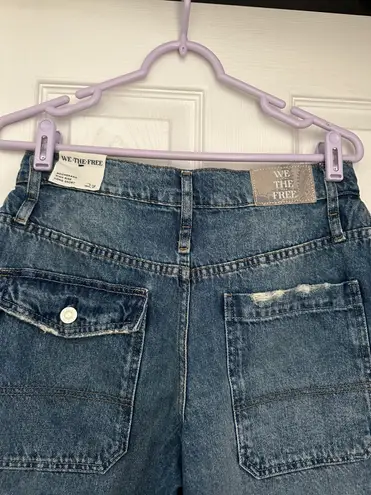 We The Free Free People  Boomerang Long Shorts Blues Clues Denim Mid Rise Size 27