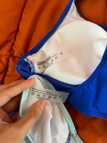 Blue And White Striped Bikini Set