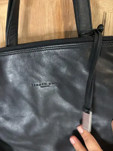 Renato Angi Black Leather Messenger Bag with Slouchy Style