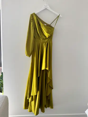 Mac Duggal Green High Low One Shoulder Gown