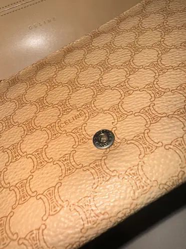 CELINE Vintage Macadam long wallet in beige canvas & leather