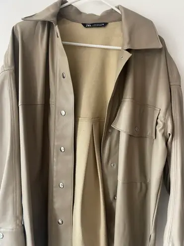 ZARA Oversized Leather Shirt Jacket