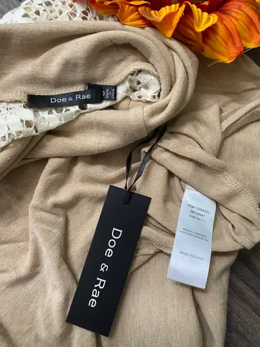 Doe & Rae ✅3/$30✅ NWT  Taupe Turtleneck Lace Back Sleeveless Top | LARGE |
