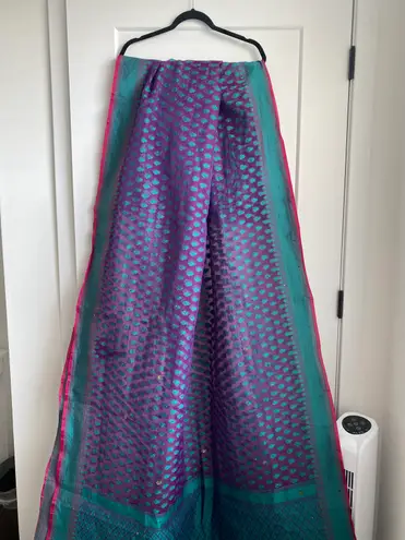 Pure Poly Cotton Jamdani Saree Without Blouse Indian Women's Designer Sari Multiple Size XL