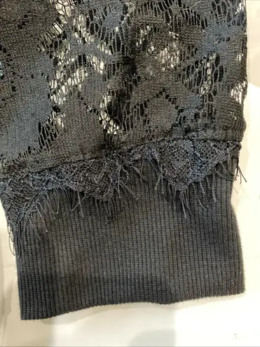 Black Hoodie with Lace Sleeves and Hood Size S/M