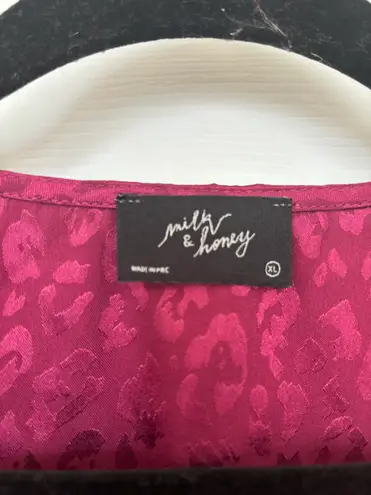 Milk and Honey  cheetah print silky long sleeve button up top thumbnail 5