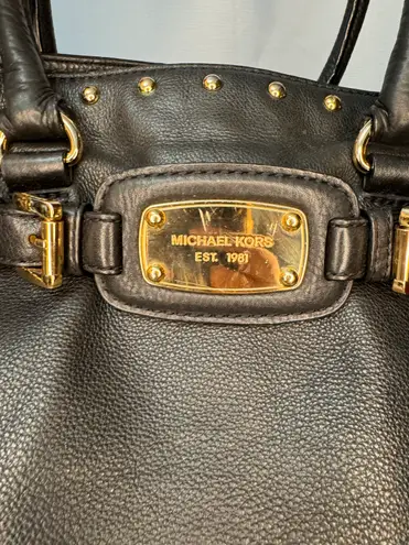 Michael Kors Black Leather Hamilton Studded Bag w/Chain Strap GUC | Designer Bag