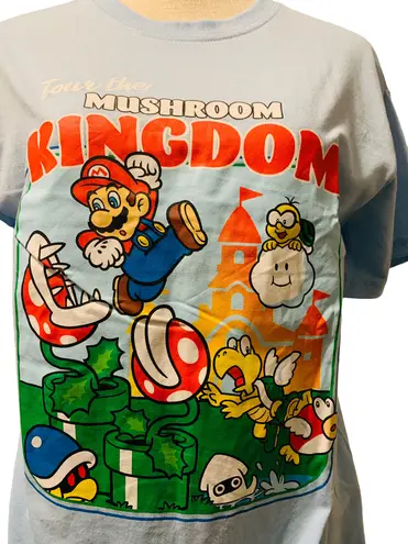 Nintendo MARIO BROS Unisex Blue Mushroom Kingdom Tee Medium