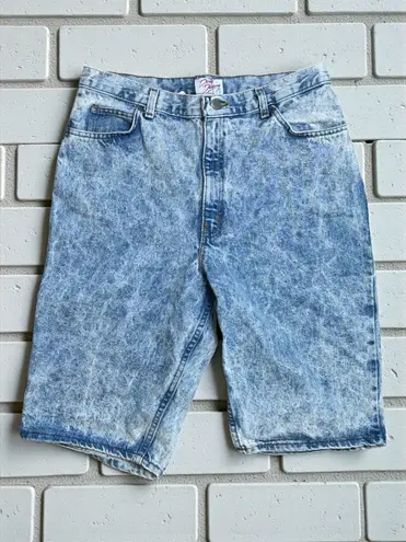 Vintage Dirty Dancing Juniors Sz 17/18 Acid Wash Denim High Rise Bermuda Shorts Blue
