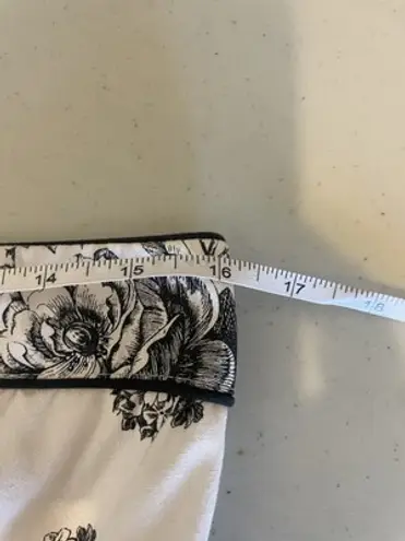 Teeze Me Tweeze Me Strapless Black White Cotton Floral Dress Size 11 Fit & Flare Ribbon