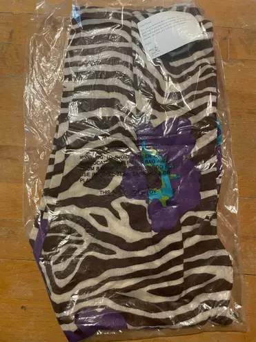Joan Rivers Womens Wild Poppies Scarf Brown Purple Zebra Pattern A230779 NWT