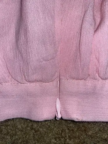 Medium Pastel Pink Lined Lightweight Side Slit Zip Up Short Mini Circle Skirt