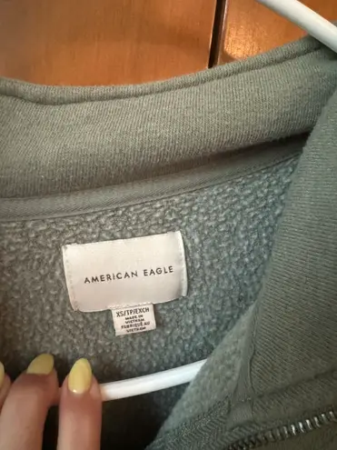 American Eagle Green Cropped Quarter Zip XS