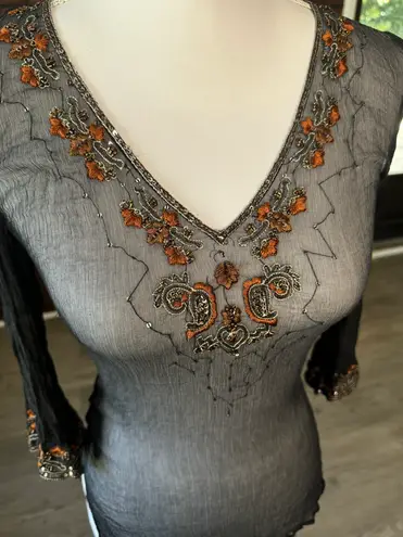 Urban Outfitters Sheer Beaded Blouse