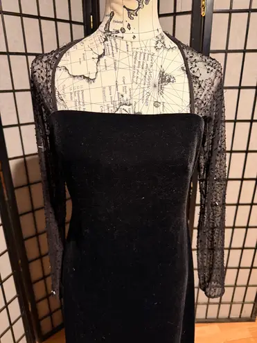 JS Collections JS Boutique Vintage y2k Velour Embellish beads Velvet Long Sleeve Evening Formal