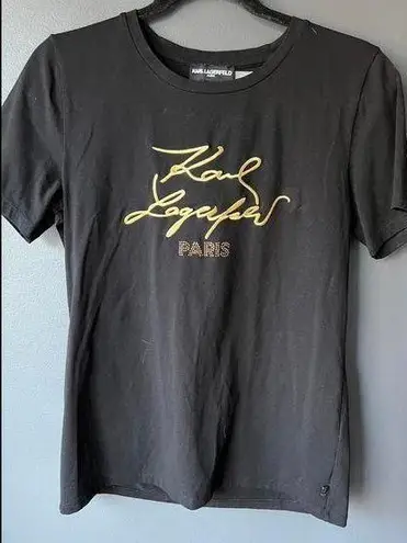 Karl Lagerfeld Paris Tee - Stylish Black T-Shirt -Small