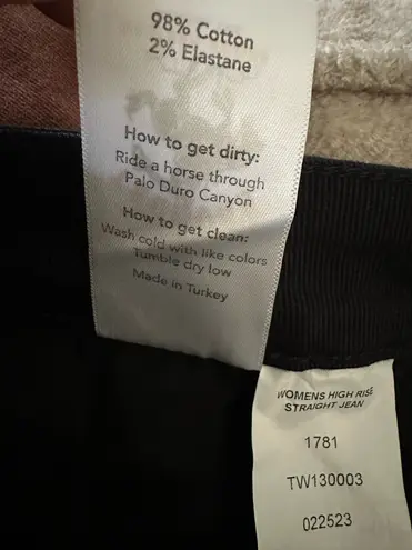 NWT Tecovas Women’s High Rise Straight Western Jeans Black Size 28