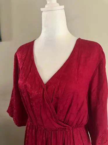 April Cornell Women’s Romantic Jacquard Court Maxi Dress Red Floral Size Large