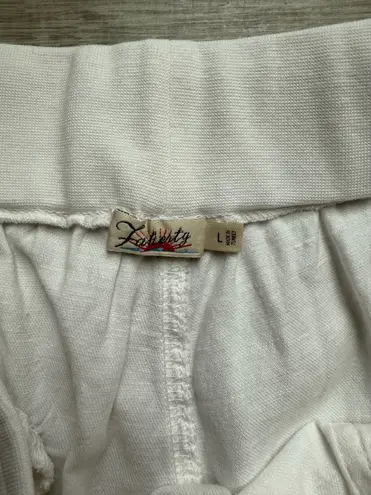 Faherty Arlie Day White Linen Blend Joggers Size L Beach Coastal Relaxed Fit