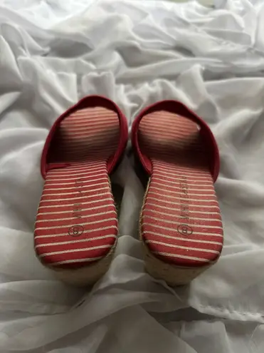 White Stag Stripped Open Toe Wedge Sandals