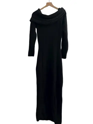 SKIMS NWT Cozy Knit Off the Shoulder Dress XL Onyx