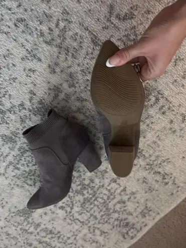 Faux Suede Heeled Booties NWOT Gray Size 7