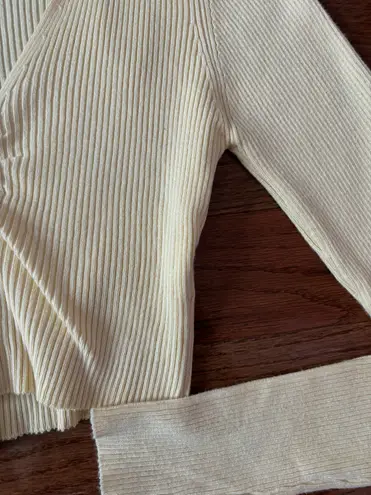 Dreamers By Debut pastel yellow ribbed collared cropped sweater top