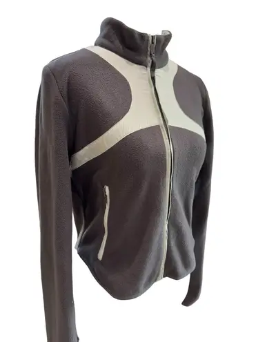 Free People Movement In The Zone Fleece Zip Up Gunmetal/Wintergreen XS