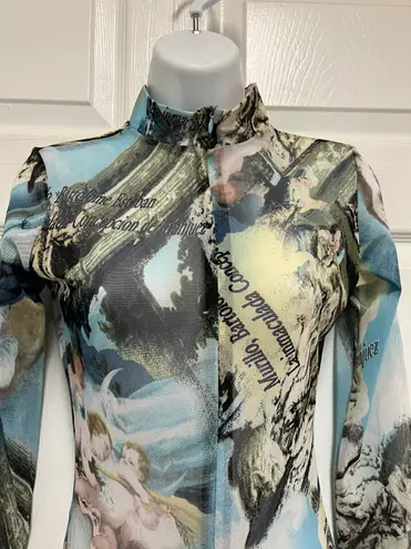 Renaissance Blue Print Stretch Leotard Size M