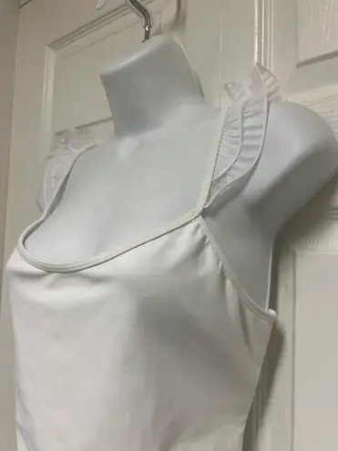 UNBRANDED White Ruffle Scoop Back One Piece Bridal Honeymoon Swimsuit Size M