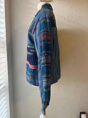 Buttons Parsley & Sage Denim Button Up Bead Art Jacket Size medium