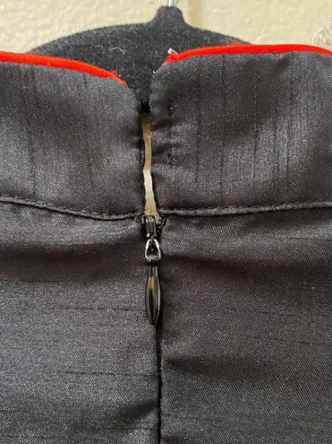 Silver Dragon Medium Black & Red Traditional Oriental Collared Zip Up Blouse