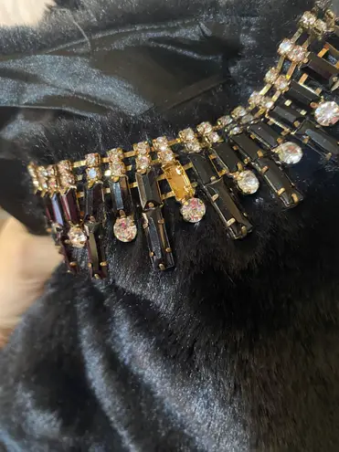 Haani faux fur Cape bat wing bolero black jacket