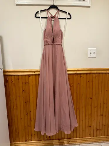 Azazie A-Line Pleated Chiffon Floor-Length Dress Size A2