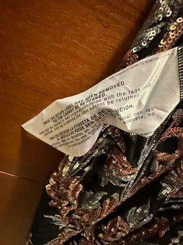 Dress the Population NWT Emmalyn Sequined Midi Dress Rose Gold Multi Size XS