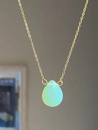 Handmade quality Czech glass teardrop bead fairy cottage chic style simple necklace💐🩵