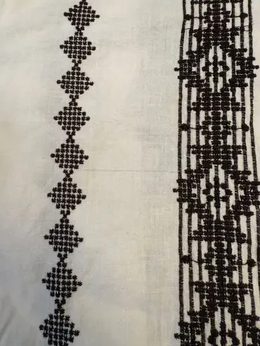 Julia Amory Women's Boho Embroidered Long Sleeve Shirt Dress White Brown Size S