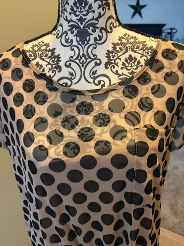 French Laundry size 2X black and tan polkadot top