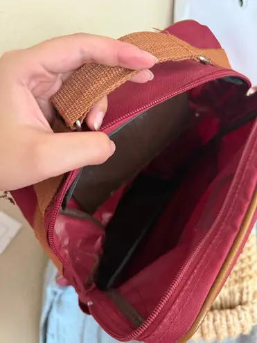 Vintage Dark Red Burgundy Doraemon Convertible Backpack Messenger Crossbody Bag